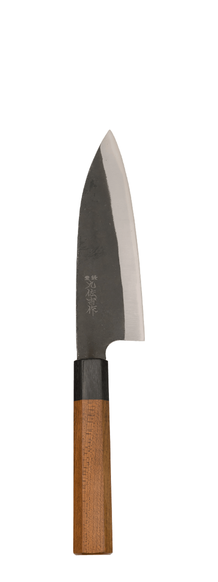 KYUSAKICHI AOGAMI Black-Base Santoku 170mm Kebonized Maple Octagon Handle